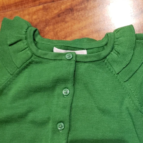 Janie and Jack NWT 3-6 months green lily sweater, seersucker top, white shorts